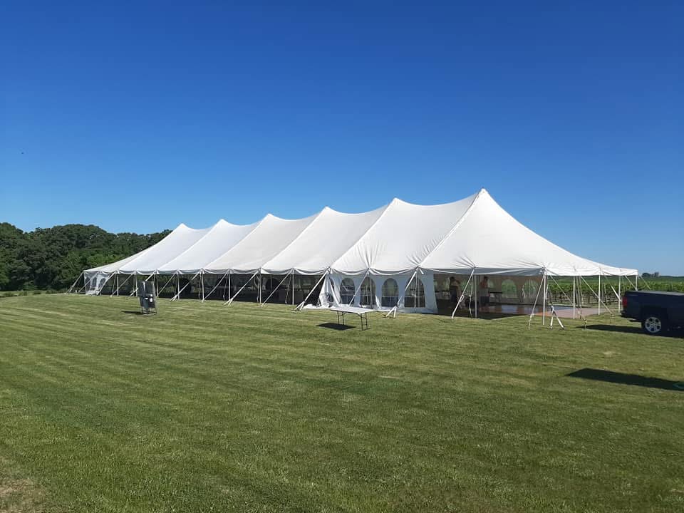 Graduation event under tent